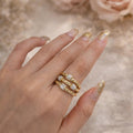 Gold Multi-Layer CZ Ring | Adjustable Statement Ring for Women | Elegant Stacking Style Jewelry