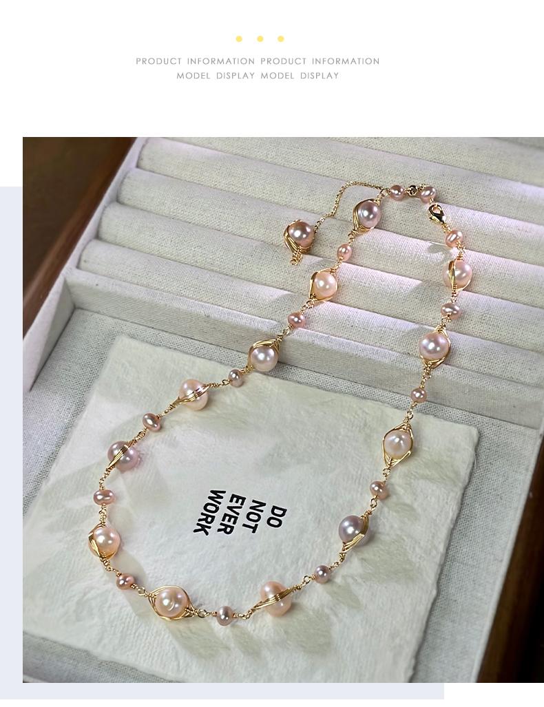 Elegant Baroque Pearl Necklace | Adjustable Gold Chain