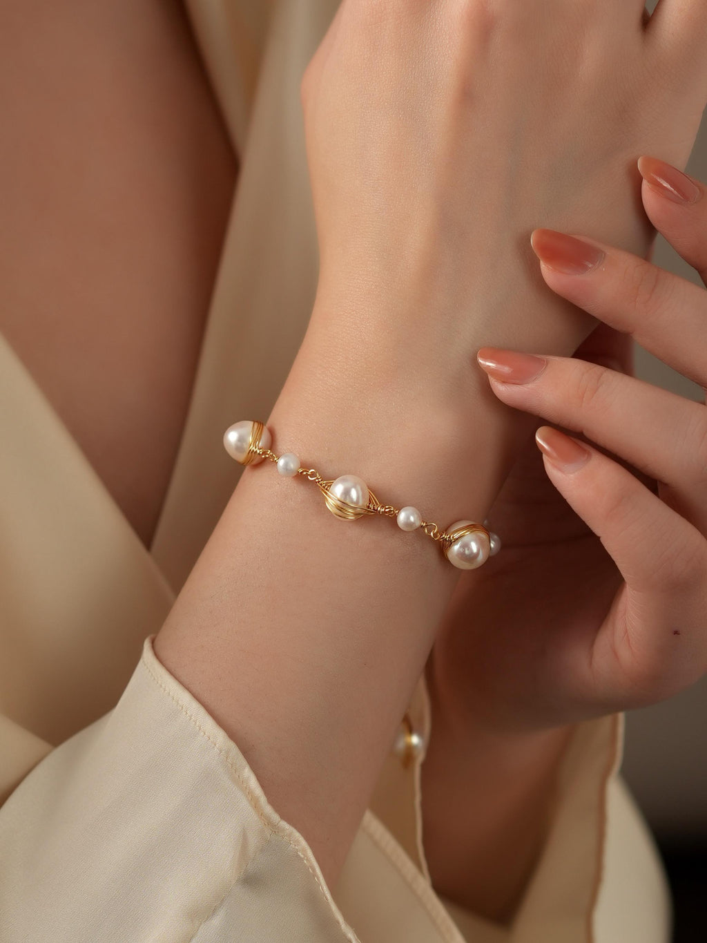Handwoven Pearl Bracelet | Italian Wire-Wrapped Craft