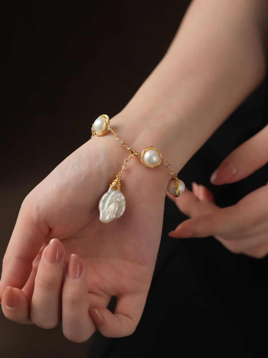 Baroque Pearl Handwired Bracelet | Statement Drop Charm