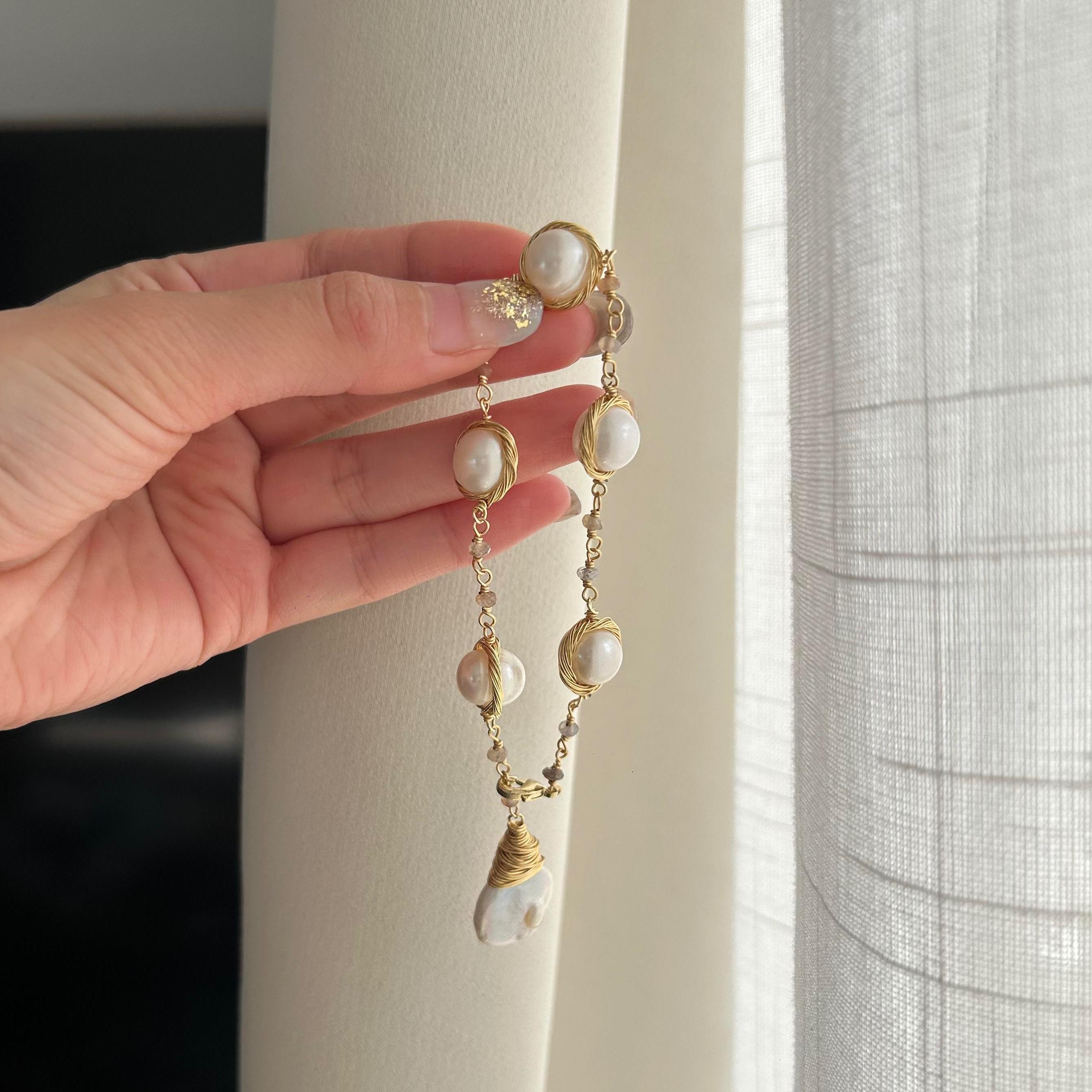Baroque Pearl Handwired Bracelet | Statement Drop Charm