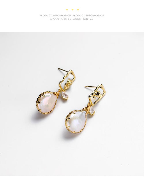 Baroque Pearl Drop Earrings | Irregular Freshwater Pearl | French Vintage Gold Dangle Earrings