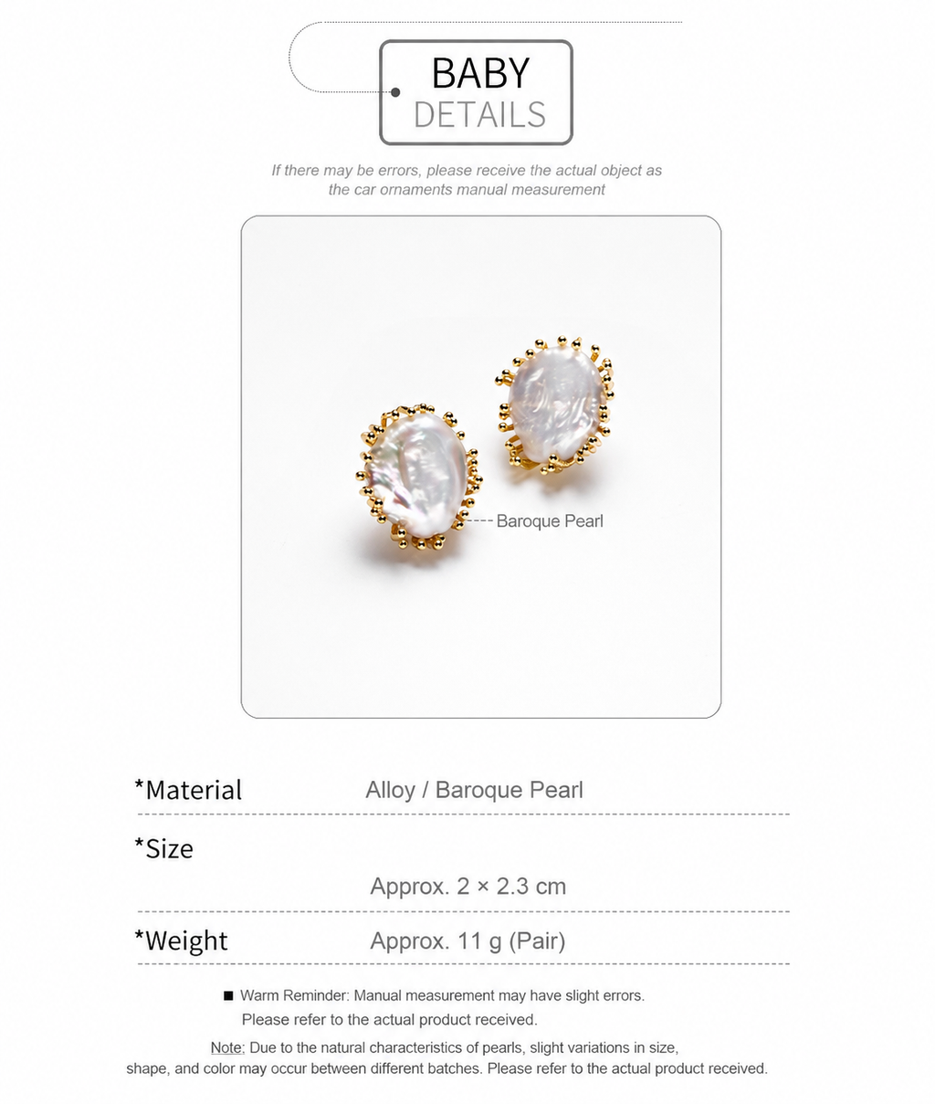 Baroque Pearl Stud Earrings for Women | Vintage Gold Irregular Freshwater Pearl Earrings | Elegant Luxury Jewelry Gift