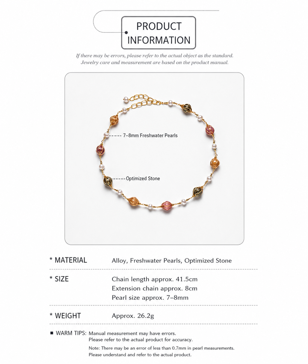 Colourful Stone & Freshwater Pearl Necklace