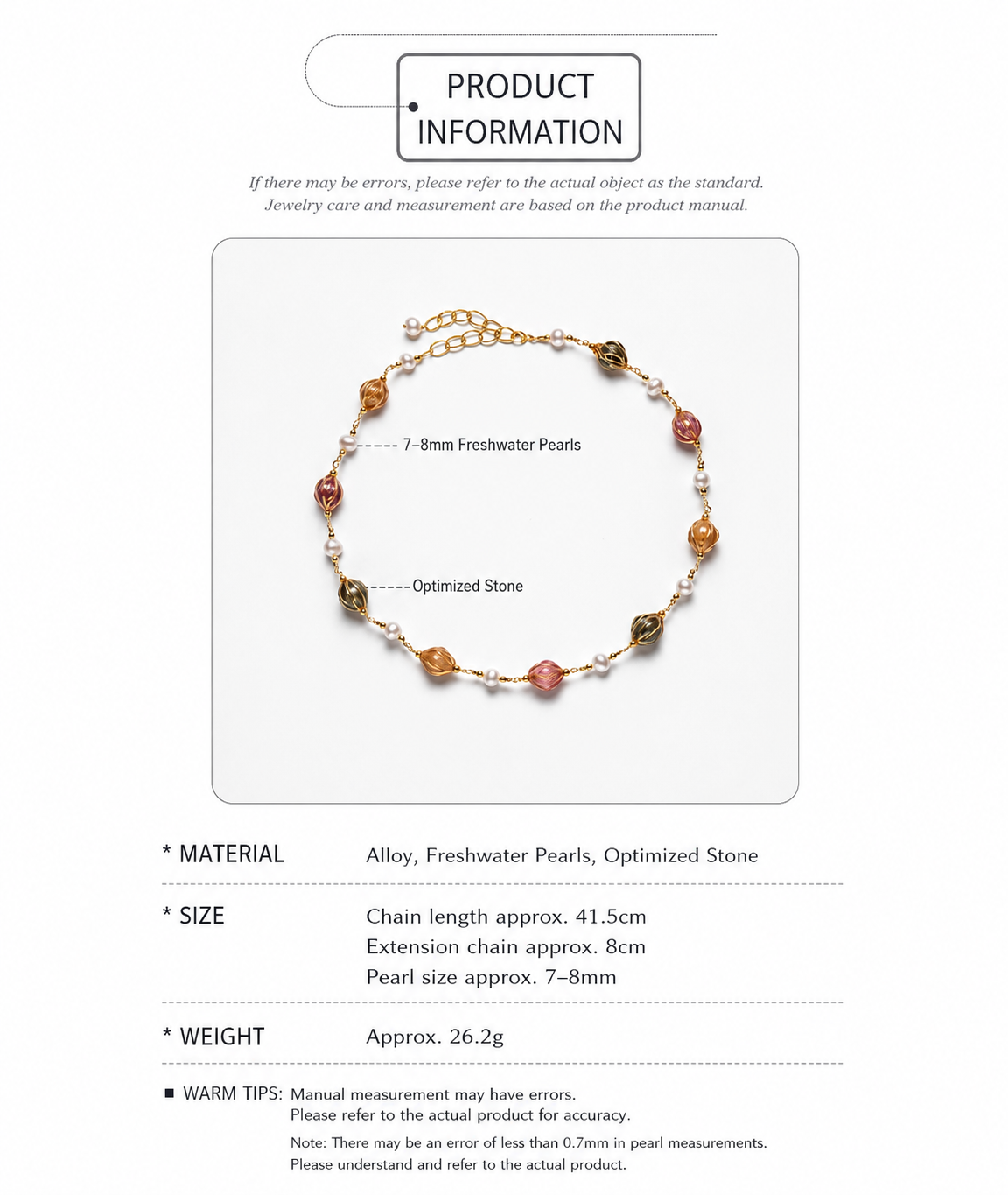 Colourful Stone & Freshwater Pearl Necklace