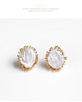 Baroque Pearl Stud Earrings for Women | Vintage Gold Irregular Freshwater Pearl Earrings | Elegant Luxury Jewelry Gift