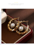 Vintage Gold Pearl Hoop Earrings | Baroque Freshwater Pearl Statement Earrings | Luxury Retro Jewelry for Women