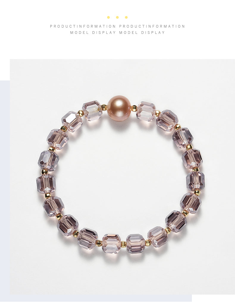 Amethyst Freshwater Pearl Bracelet | Purple Crystal Stretch Bracelet for Women | Elegant Healing Style Jewelry