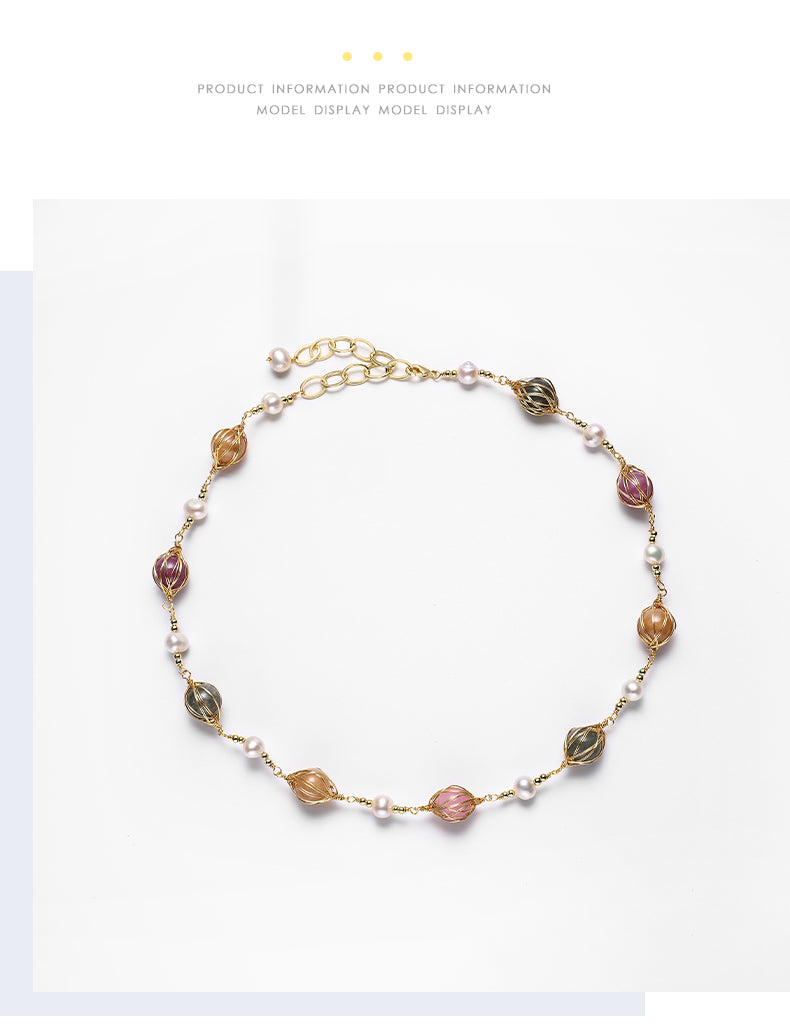 Colourful Stone & Freshwater Pearl Necklace