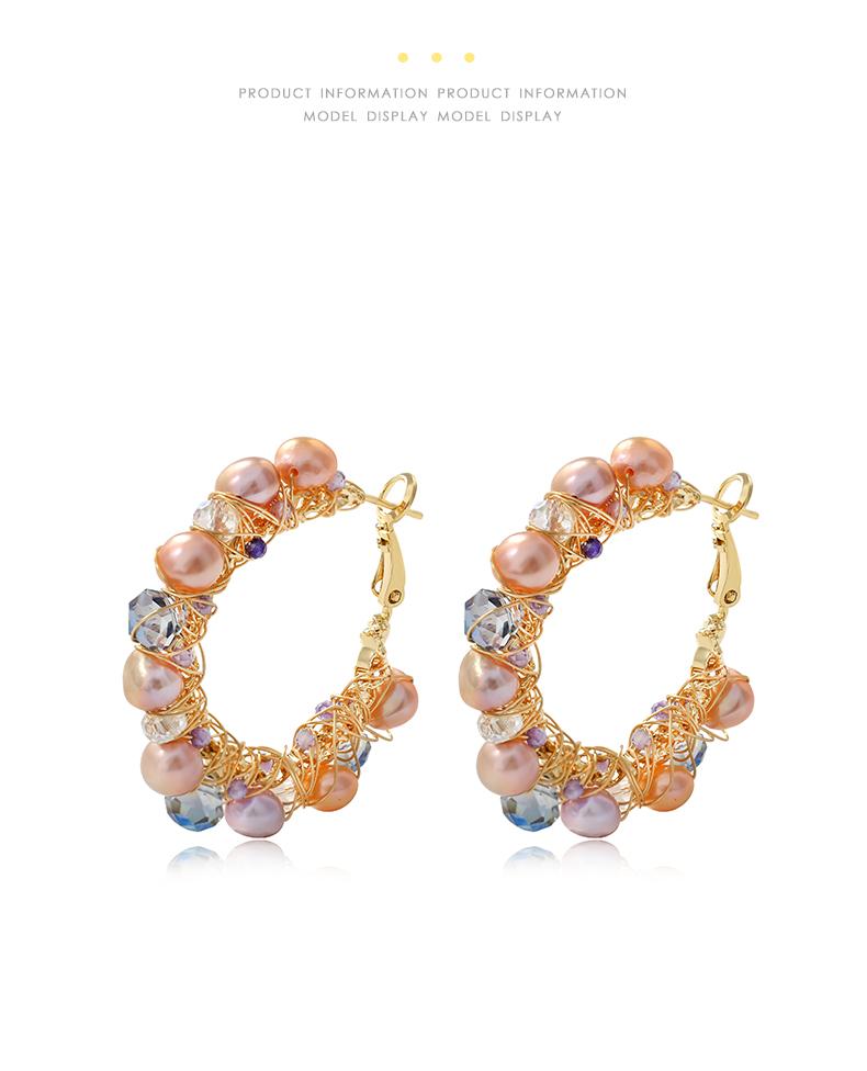 Handmade Pearl Crystal Hoop Earrings | Elegant Gold Wire Wrapped Statement Jewelry