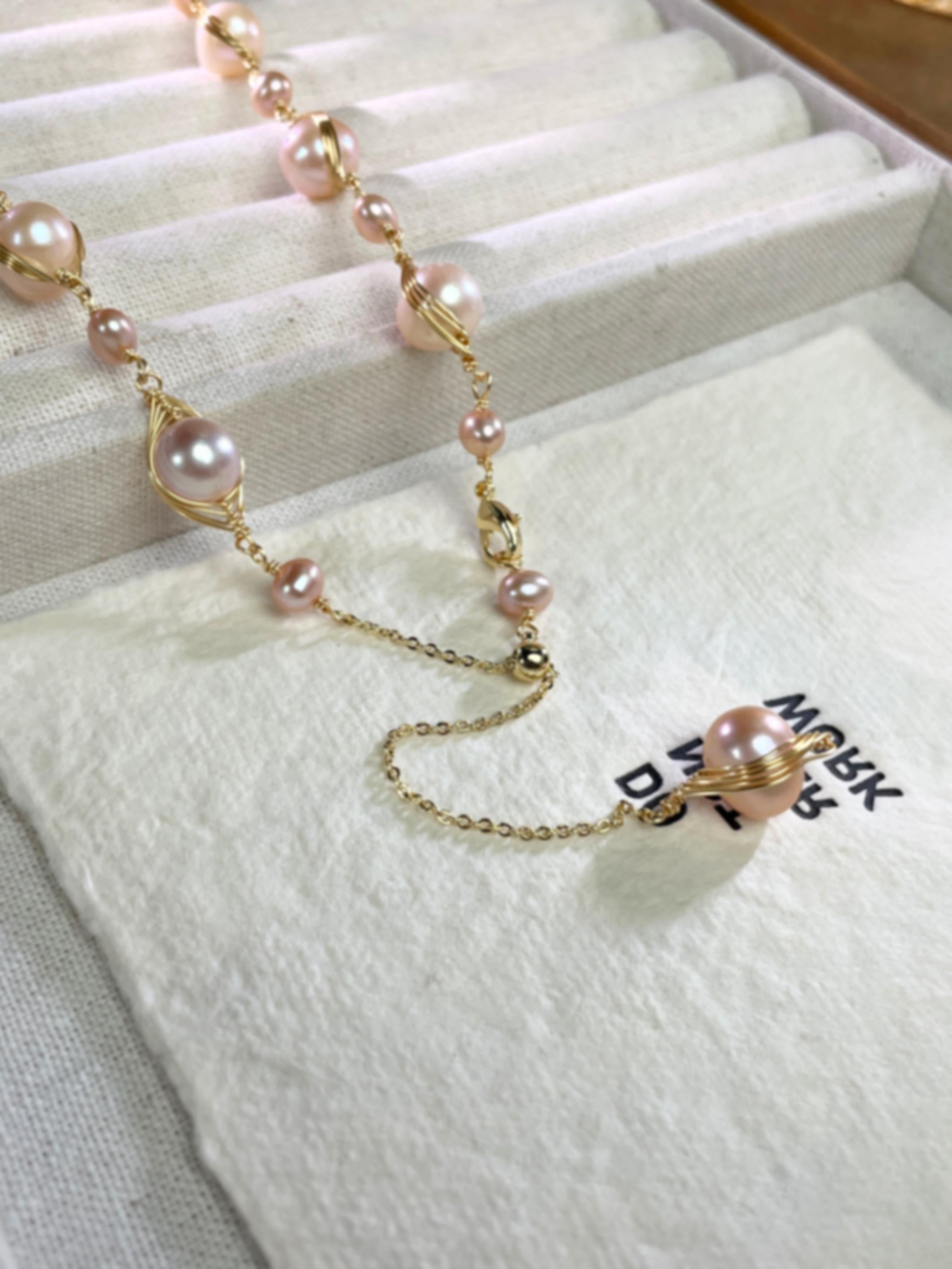 Elegant Baroque Pearl Necklace | Adjustable Gold Chain