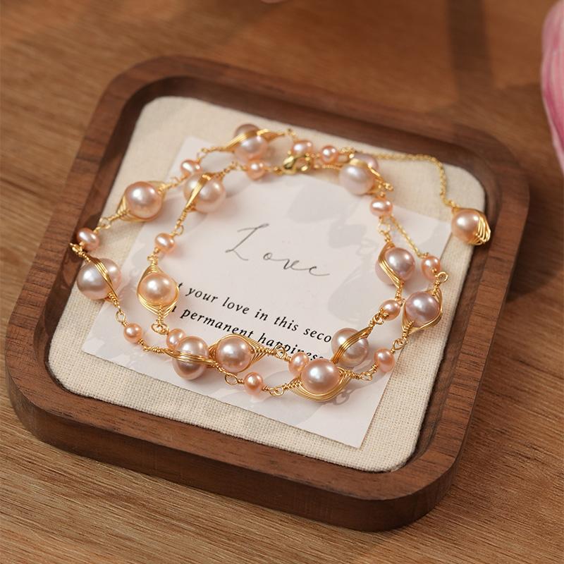 Elegant Baroque Pearl Necklace | Adjustable Gold Chain