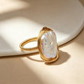 Baroque Pearl Statement Ring | Irregular Freshwater Pearl Gold Ring | Elegant Adjustable Ring for Women